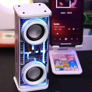 10W Speaker Bluetooth Transparan Mech RGB LED TWS Speaker Portable Dual-Horn