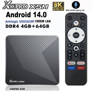Hộp Giải Mã Truyền Hình X88 PRO X5M Android 14.0 Hỗ Trợ Video 8K LAN 1000M Điều Khiển Bằng Giọng Nói Bluetooth Wifi 6 Bluetooth 5.0 Chip Xử Lý Lõi Tứ RAM 4GB/ROM 64GB DDR4