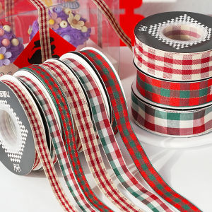 Christmas Plaid Cake Decoration Ribbon