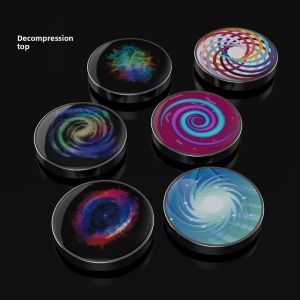 Colorful Glowing Galaxy Starry Sky Stress Relief Gyro Stainless Steel Toy Fingertip Gyro Cosmic Night Light Desktop Rotation