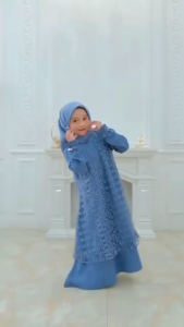Gamis Anak Perempuan Umur 8 - 9 Tahun Alvira Kids Ceruty Babydoll Mix Brukat Baju Muslim Anak Cewek Untuk Ngaji Dress Muslimah Remaja Tanggung