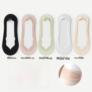 MiiOW | Tất thuyền mỏng bằng lụa băng chống trượt bằng silicon vô hình cho nữ mùa xuân hè Tất cao gót thoáng khí kháng khuẩn