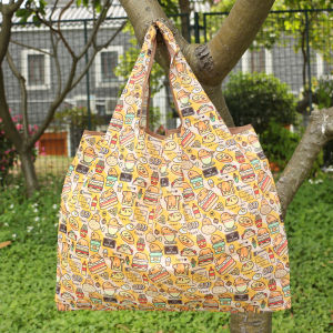 Large Capacity Foldable Shopping Bag Cartoon Travel Lightweight Portable Vegetable Buying Cloth Bag Environmentally Friendly Polyester Bag