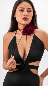 Ingemark | Ingemark Nữ Phóng Đại Hoa Hồng Vòng Cổ Choker Có Thể Điều Chỉnh Nơ Cô Dâu Goth Kpop Y2K Phụ Kiện Thời Trang