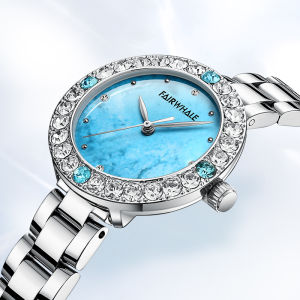 MARK FAIRWHALE Luxury Fashion Ladies Clock Diamond Dial Quartz Watch Waterproof Simple Casual Watches for Women