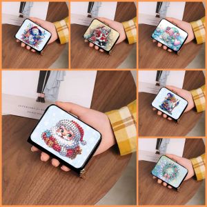 1 DIY diamond painting Christmas-themed card case with crystal gemstones irregular diamond mosaics and PU leather decoration