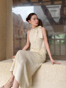XXNING | Bộ Áo Sơ Mi Cổ Treo và Chân Váy Phong Cách Pháp Elegance Mới Thu cho Nữ