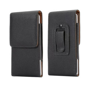 Mens 6.57-inch Leather Phone Bag with Belt for Middle-aged and Elderly Business Style Horizontal Shape Synthetic Leather Lining