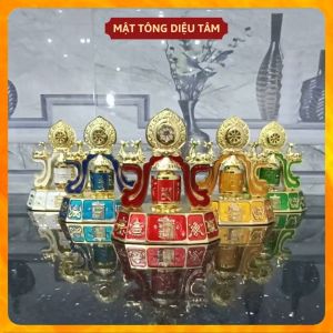Kinh Luân Tây Tạng - bánh xe cầu nguyện Om Mani Padme Hum trang trí để bàn xoay để trên xe ô tô mang lại bình an và may mắn nhiều màu - Diệu Tâm