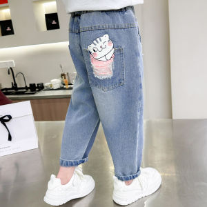 Spring Autumn Girls Jeans Thin Outerwear Long Pants Baby Outfit Children Fashionable Clothing Kids Spring Autumn Style