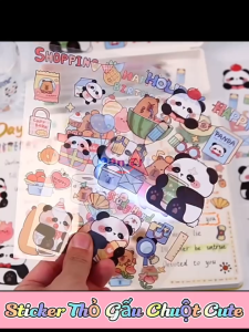 Hình Dán Sticker Thỏ Gấu Chuột Cute Hamart Nhãn Dán Trong Suốt PET Trang Trí Dễ Thương
