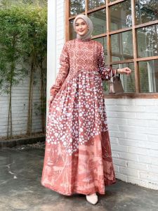 SILK SUTRA DRESS GAMIS SILK SUTRA BATIK CAP ABSTRAK PEKALONGAN
