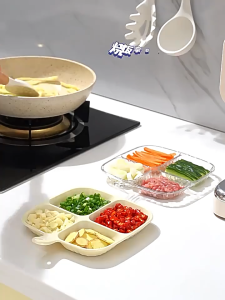 4 Grid Divided Plates Multi-purpose Side Dish Storage Plate With Handle Anti-Scalding Dinner Plate