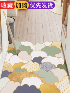 พื้นรองประตู PVC ทำความสะอาดได้ ป้องกันการลื่นไหล สำหรับประตูบ้าน ผ้าพื้นสำหรับตกแต่งบ้าน ผ้าพื้นแบบตัดได้ ดีไซน์เรียบง่าย