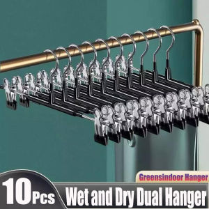 GREENSINDOOR 50Pcs Pants Hangers Clips Adjustable Clips Hanger Trousers Hanging No Trace Rack Non-Slip Clothes Hanger