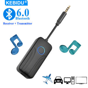 KEBIDU | KEBIDU Bluetooth 6.0 Audio Transmitter Receiver 3.5MM AUX Hifi Stereo Music Wireless Adapter With Mic For Car Airplane TV PC