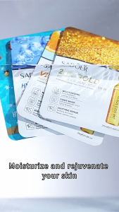 SADOER 24K Gold Ampoule Essence Facial Mask Deep Hydrating Moisturizing Nourishing Brightening Skin Care Sheet Mask for Face