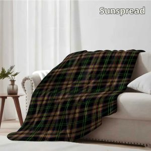 Beast Kingdom | Chăn Flannel Kẻ Sọc Tartan Tối Màu Nhẹ Mềm Mại Ấm Áp Ấm Cúng Trang Trí Nhà Cửa Giáng Sinh Halloween Phong Cách Hiện Đại Chất Liệu Polyester Kiểu Dệt Tatting