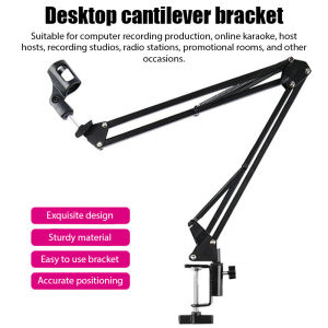 Adjustable Microphone Scissor Arm Stand Desktop Mic Clip Holder Live Cantilever Bracket Microphone Bracket Extendable