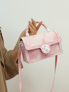 French Style Handwoven Fairy Dust Handbag DIY Trendy Material Kit Small Square Bag Hand Sewn Soft PU Leather Casual Shoulder Bag