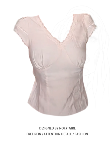 เสื้อเชิ้ตคอวีแขนสั้นไซส์ใหญ่สำหรับผู้หญิงในช่วงฤดูร้อนแบบใหม่ ดีไซน์เข้ารูป เสื้อเชิ้ตทรงเข้ารูปเนื้อผ้าผสมโพลีเอสเตอร์