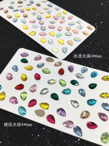 Small Model Flats Color Water Drop 4 * 6mm Bottom Plated Ice Transparent Mixed Moonlight Color Manicure Jewelry 30 PCs