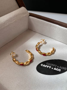 CAFFTI | Red Zircon Sterling Silver Elegant Hoop Earrings
