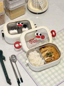 Elegant Stainless Steel Lunch Box Womens Thermal Meal Box Cute Rice Container for Office Workers Students 2 Layer Simple Style