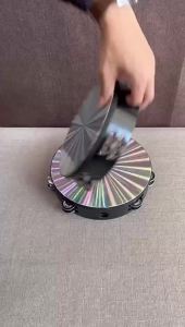 8 Inch Wooden Tambourine Handbell Hand Drum Reflective Drum Head Percussion Instrument Toy