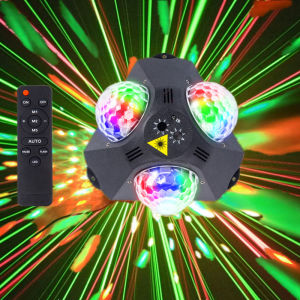 Party Lights Dj 3-Head Disco Ball Light with Pattern Projection and Sound Control with Remote Control Laser Light Rgb Colorful Background Light Strobe Stage Lighting Suitable for Parties Indoor Dancing Birthday Celebrations Bars Karaoke Christmas Outdo...