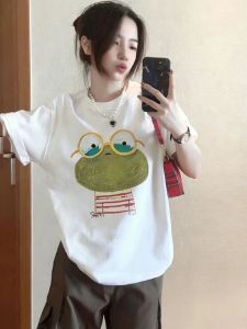 SUOSHE | Cartoon Frog Print Short Sleeve T-Shirts Large Size