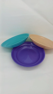 LJR Piring Plastik Cekung Warna Pastel Tebal 9 Inch - 12 Pcs