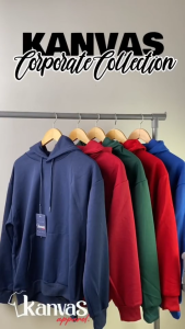 Kanvas Pullover Hoodie Jacket for Men & Women w/ Drawstring & Pockets Longsleeve Sweatshirts Sweater Plain Dark Green