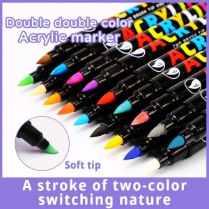 Guangna 36/60/84/120 Colors Sketching Markers Set Dual Brush Acrylic Paint Pens for Calligraphy Lettering Rock Glass Canvas Metal Ceramic Wood