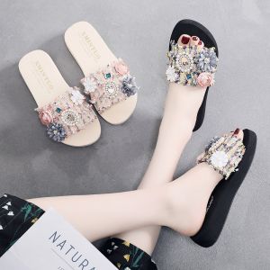QIAOHUI | Stylish Floral Design Slip-On Sandals