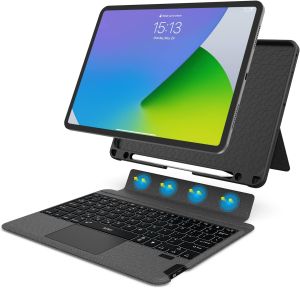 MD iPad Pro 12.9 Case with Keyboard Keyboard Case for 12.9 in iPad Pro 6th 2022 5th 2021 4th 2020 3rd 2018 Magnetic Detachable Keyboard iPad Keyboard Case with Pencil Holder