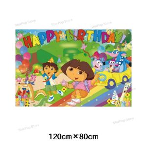 Kayou | Doras Birthday Disposable Tableware Cartoon Paper Plates Cups Napkins Tablecloth Baby Shower Cute Girls Theme Party Decorations