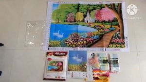 Tranh thêu chữ thập Hồ thiên nga (chưa thêu) AL53488