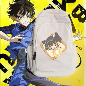 กระเป๋าเป้สะพายหลังผ้าไนลอนสีฟ้าเรือนจำ กระเป๋าใส่หนังสือแบบลำลองสำหรับทั้งชายและหญิง กระเป๋าเป้สะพายหลังแบบพับได้ ขนาดกลาง ปิดด้วยซิป