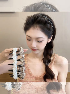NING ZHOU | Elegant Woven Wave Headband With Teeth Anti-Slip High Forehead