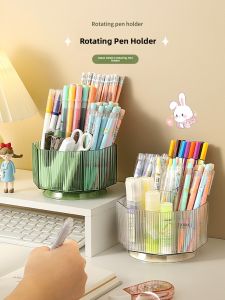 WEIAI | Rotatable Large Capacity Desk Organizer for Children and Students Acrylic Storage Bucket