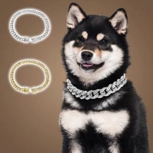 HamshMoc Pet Necklace Fashion Shiny Rhinestone Adjustable Length 20-70cm for All Breeds Indoor Outdoor