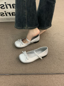 Silver French Style Flat Bottom Single Shoes Womens Shoes 2025 New Spring Large Head Mary Janes Evening Shoes Fashionable