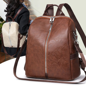 กระเป๋าเป้สะพายหลังผู้หญิง PU หนังนิ่ม สไตล์วินเทจ สีสันสดใส กระเป๋าเดินทางขนาดเล็ก กระเป๋าสะพายไหล่แบบลำลองสำหรับผู้หญิง