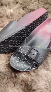 #539-3 Two Tone Color Slipper for Women with Strap Plastic Buckle