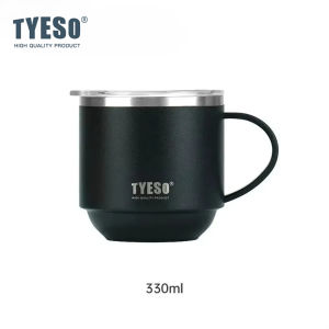 TYESO | Tyeso 330ML Stainless Steel Thermoses Durable Desktop Office Mug with Handle and Clear Lid Ideal for Cold Hot Beverages Use