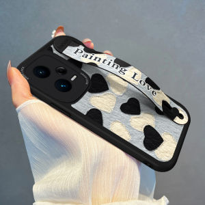 Redmi Note15 Phone Case with Wristband Silicone Full Cover Heart Painting Anti-fall Female New Model 12TPro 10/11 Set Luxury 8/7/R Stand 9