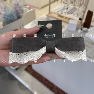 Elegant Grey Lace Butterfly Knot Hair Clip Fashionable Spring Style Hair Accessories Fabric Suit Material High-End Feeling