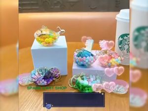 SPARK CART SHOP Whale Keychain Pendant Liquid Quicksand Bottle Car Key Meet Girls Heart Color Bag Pendant