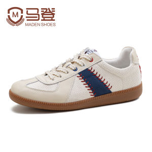 Maden Mens Shoes 2025 Summer New Versatile Dequn Casual Shoes Retro German Military Training Shoes Flat Heel round Toe Rubber Sole